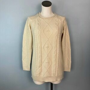 BAILEY'S Blossoms Cream Light Tan Lightweight Cable Knit Sweater Women's Size XS